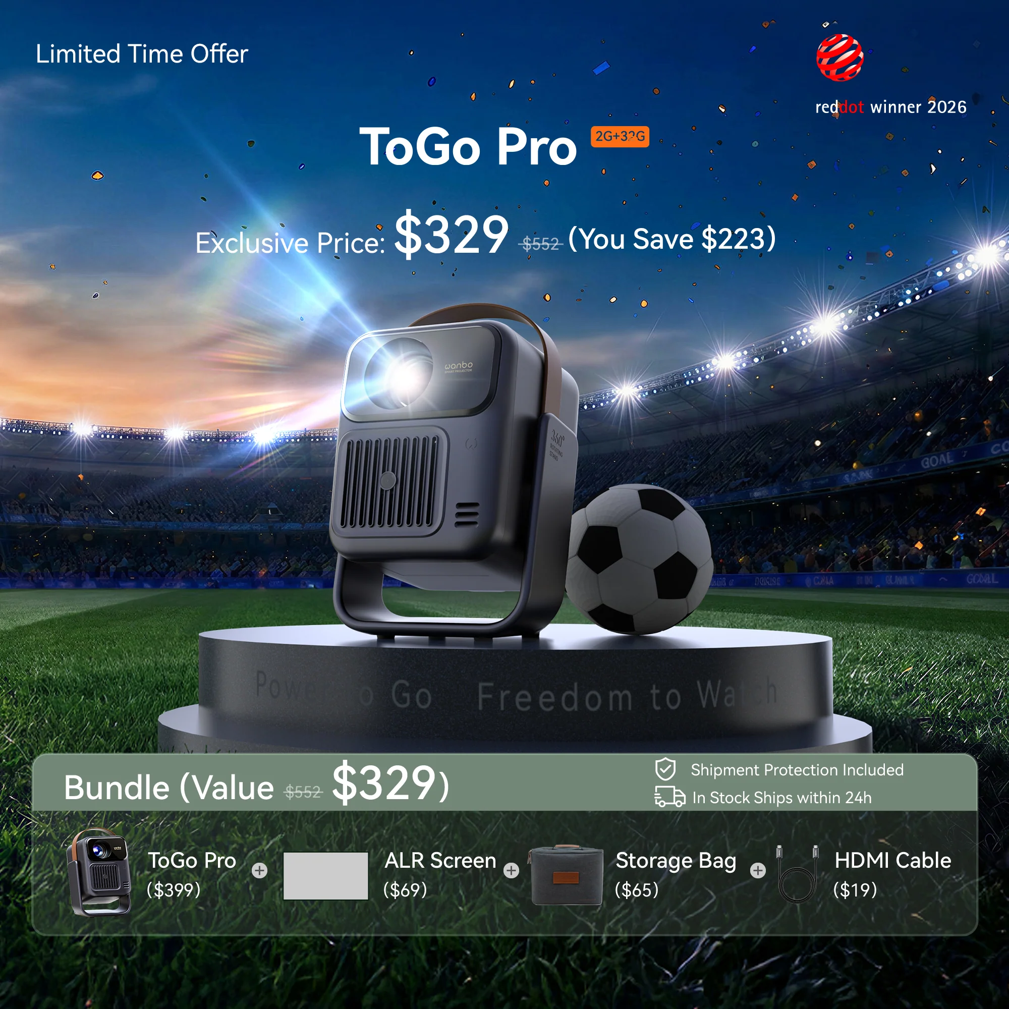 Wanbo ToGo Pro: Google TV Projector with Android 14 & Longest Battery for Outdoor - Image 10