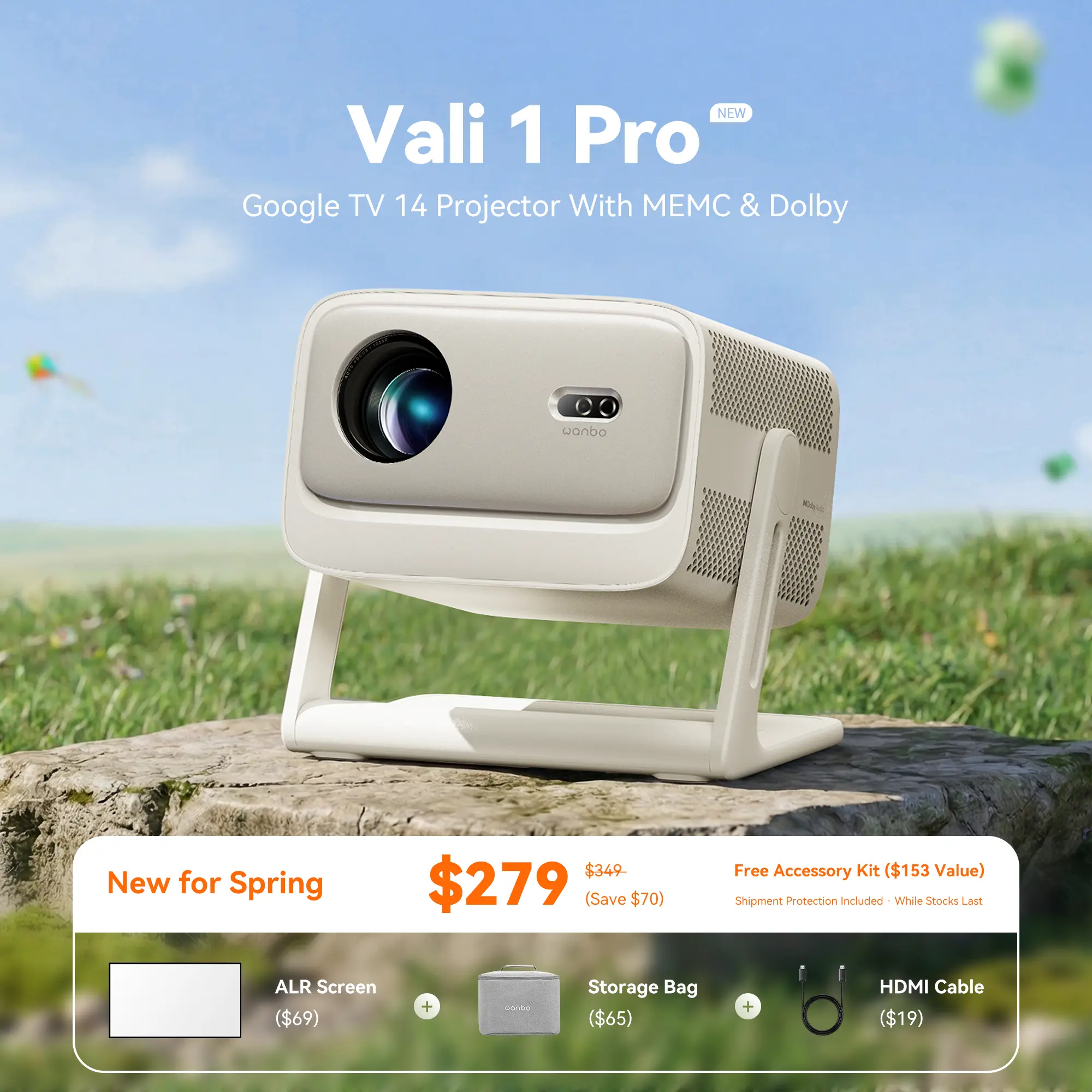 Wanbo Vali 1 Pro – AD Exclusive: $279 | Google TV Projector with Netflix & Android 14